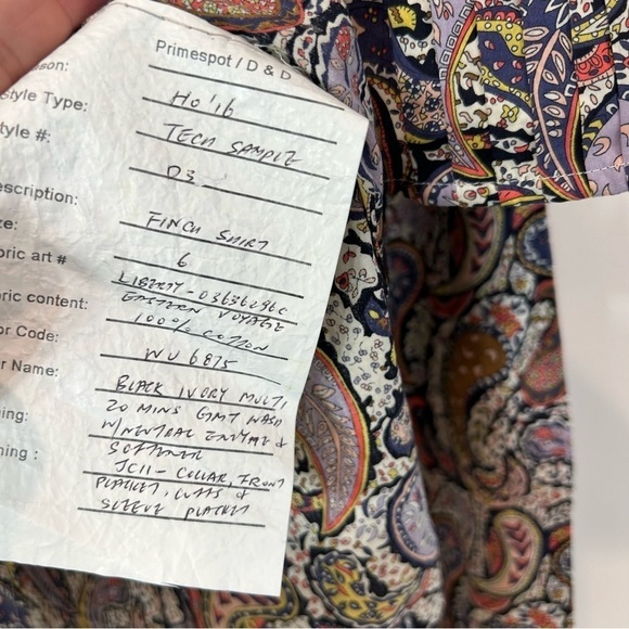 J. Crew Art Fabric Popover Top Paisley Cotton Band Collar Boho button down shirt - Picture 4 of 8